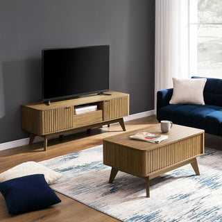 Brooklyn 57" TV Stand & Lift-top Coffee Table, Walnut Set