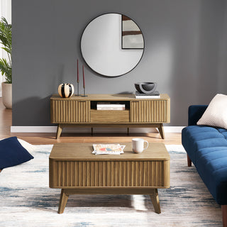 Brooklyn 57" TV Stand & Lift-top Coffee Table, Walnut Set