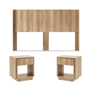 Brooklyn Headboard (King) + Side Tables (Pair), Golden Oak Set
