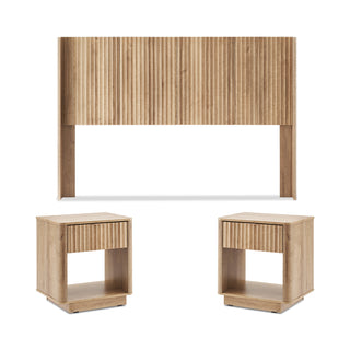 Brooklyn Headboard (Queen) + Side Tables (Pair), Golden Oak Set