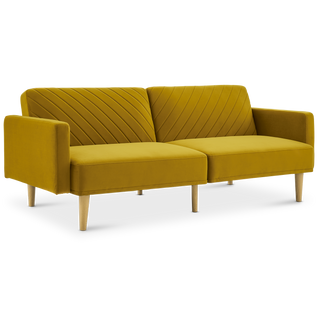 Chloe Futon Sofa Bed, Antique Gold Premium Velvet