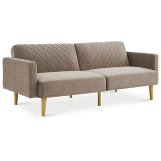 Chloe Futon Sofa Bed, Mocha Brown Premium Velvet