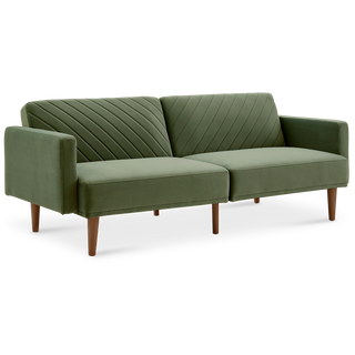 Chloe Futon Sofa Bed, Olive Green Premium Velvet