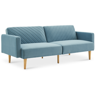 Chloe Futon Sofa Bed, Sky Blue Premium Velvet