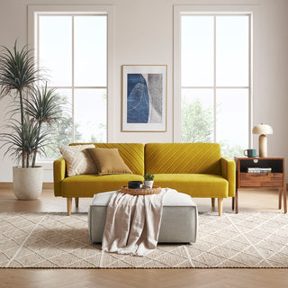Chloe Futon Sofa Bed, Antique Gold Premium Velvet