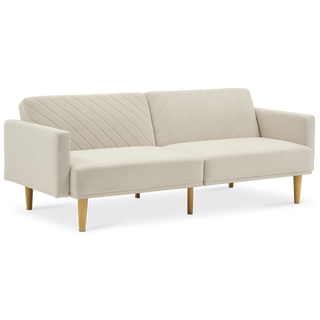Chloe Futon Sofa Bed, Snow Velvet