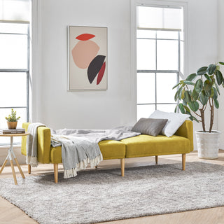 Chloe Futon Sofa Bed, Antique Gold Premium Velvet