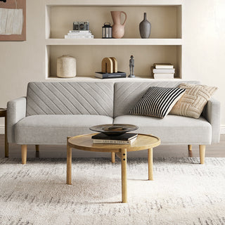 Chloe Futon Sofa Bed, Light Gray Fabric