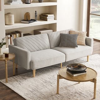 Chloe Futon Sofa Bed, Light Gray Fabric