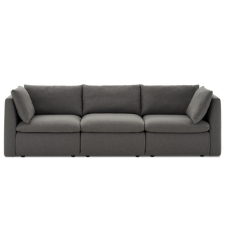 Macy 3 Seater Modular Sectional Sofa with Fully Removable Covers, Large Storage (Stone Gray)