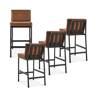 Odelia Counter Stools (Pecan Brown Faux Leather)