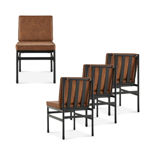 Odelia Dining Chairs (Pecan Brown Faux Leather)