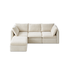Macy 4 Seats Modular Sectional Sofa with Fully Removable Covers, Large Storage (Alpine Beige Chenille)