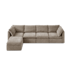 Macy 5 Seats Modular Sectional Sofa with Fully Removable Covers, Large Storage (Taupe Chenille)