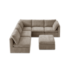 Macy 6 Seats Modular Sectional Sofa with Fully Removable Covers, Large Storage (Taupe Chenille)