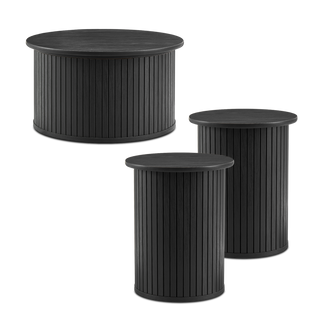 Quin Coffee Table & Side Table, Black Oak