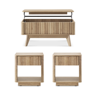 Brooklyn Side Tables (Pair) + Lift-top Coffee Table, Golden Oak Set