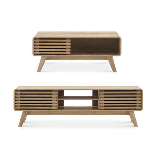 Ensley 59" TV Stand + Coffee Table, Oak