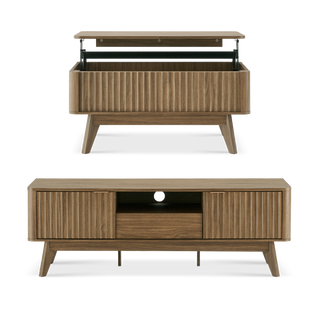 Brooklyn 57" TV Stand & Lift-top Coffee Table, Walnut Set
