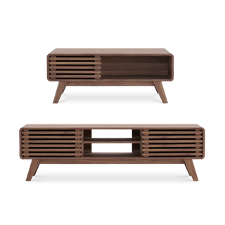 Ensley 59" TV Stand + Coffee Table, Walnut