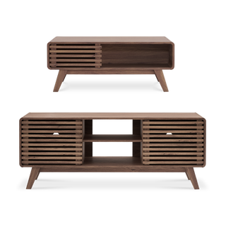 Ensley 59" Tall TV Stand + Coffee Table, Walnut