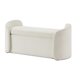 Sophie Storage Bench, Pearl White Boucle