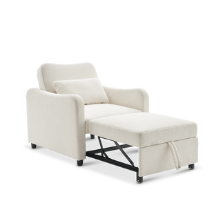 Sophie 4-in-1 Convertible Sleeper Chair, Pearl White Boucle
