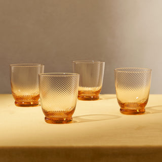 Zest Fluted Drinking Glass Set of 4, Peach