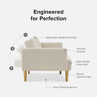 Chloe Futon Sofa Bed, Snow Velvet