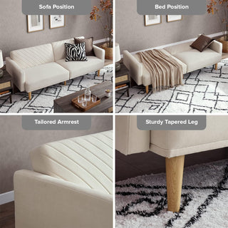 Chloe Futon Sofa Bed, Snow Velvet