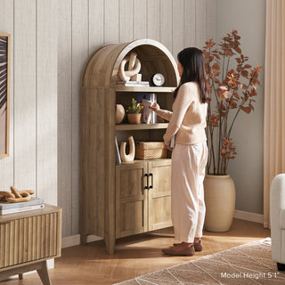 Lauren Arched 65.4" Short Cabinet, Light Oak