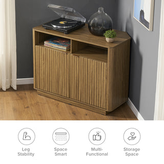 Brooklyn Corner TV Stand, Natural Walnut