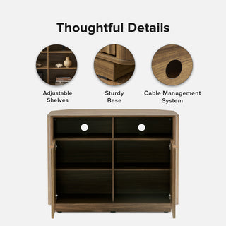 Brooklyn Corner TV Stand, Natural Walnut