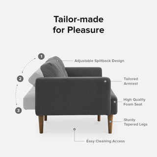 Aaron Futon Sofa Bed, Dark Gray Fabric