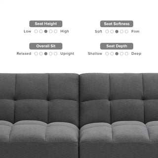 Aaron Futon Sofa Bed, Dark Gray Fabric