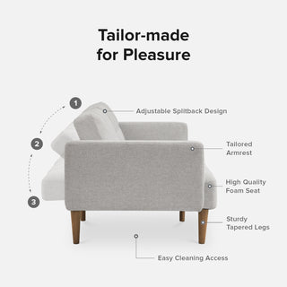 Aaron Futon Sofa Bed, Light Gray Fabric