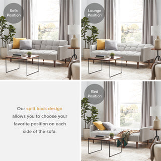 Aaron Futon Sofa Bed, Light Gray Fabric