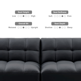 Aaron Futon Sofa Bed, Midnight Black Faux Leather