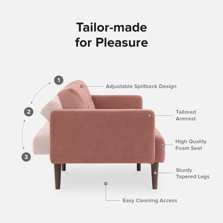 Aaron Futon Sofa Bed, Old Rosa Velvet