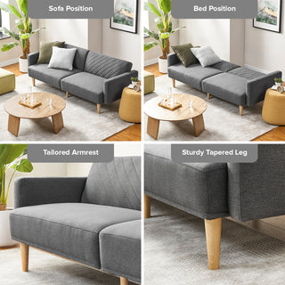 Chloe Futon Sofa Bed, Dark Gray Fabric