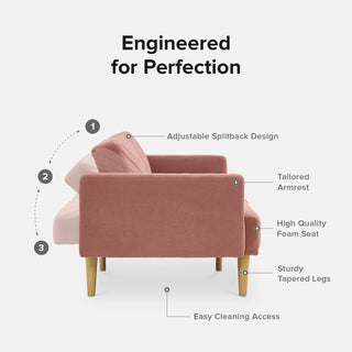Chloe Futon Sofa Bed, Old Rosa Velvet