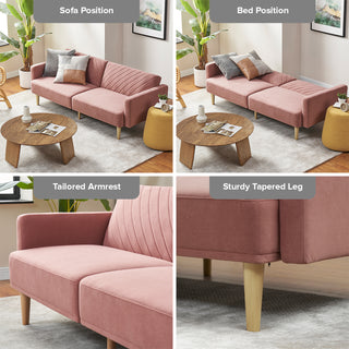 Chloe Futon Sofa Bed, Old Rosa Velvet