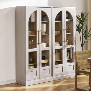 Blake Tall Acrylic Display Cabinet Arched styled in a living room