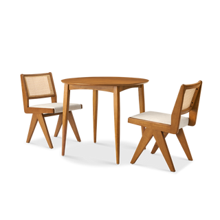 Retrovie Mid-Century Modern 35" Round Bistro Dining Table Set for 2
