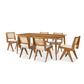 Retrovie Mid-Century Modern 71" Dining Table Set for 6