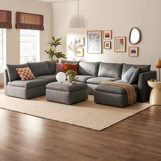 Macy 8 Seats Modular Sectional Sofa with Fully Removable Covers, Large Storage (Stone Gray) [2nd Gen]