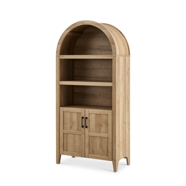 Lauren Arched Short Cabinet, Light Oak – Mopio
