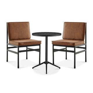 Odelia Bistro Set (Pecan Brown Faux Leather)