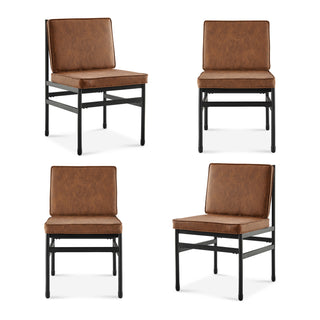 Odelia Dining Chairs (Pecan Brown Faux Leather)