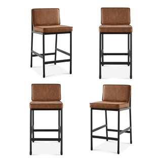 Odelia Counter Stools (Pecan Brown Faux Leather)